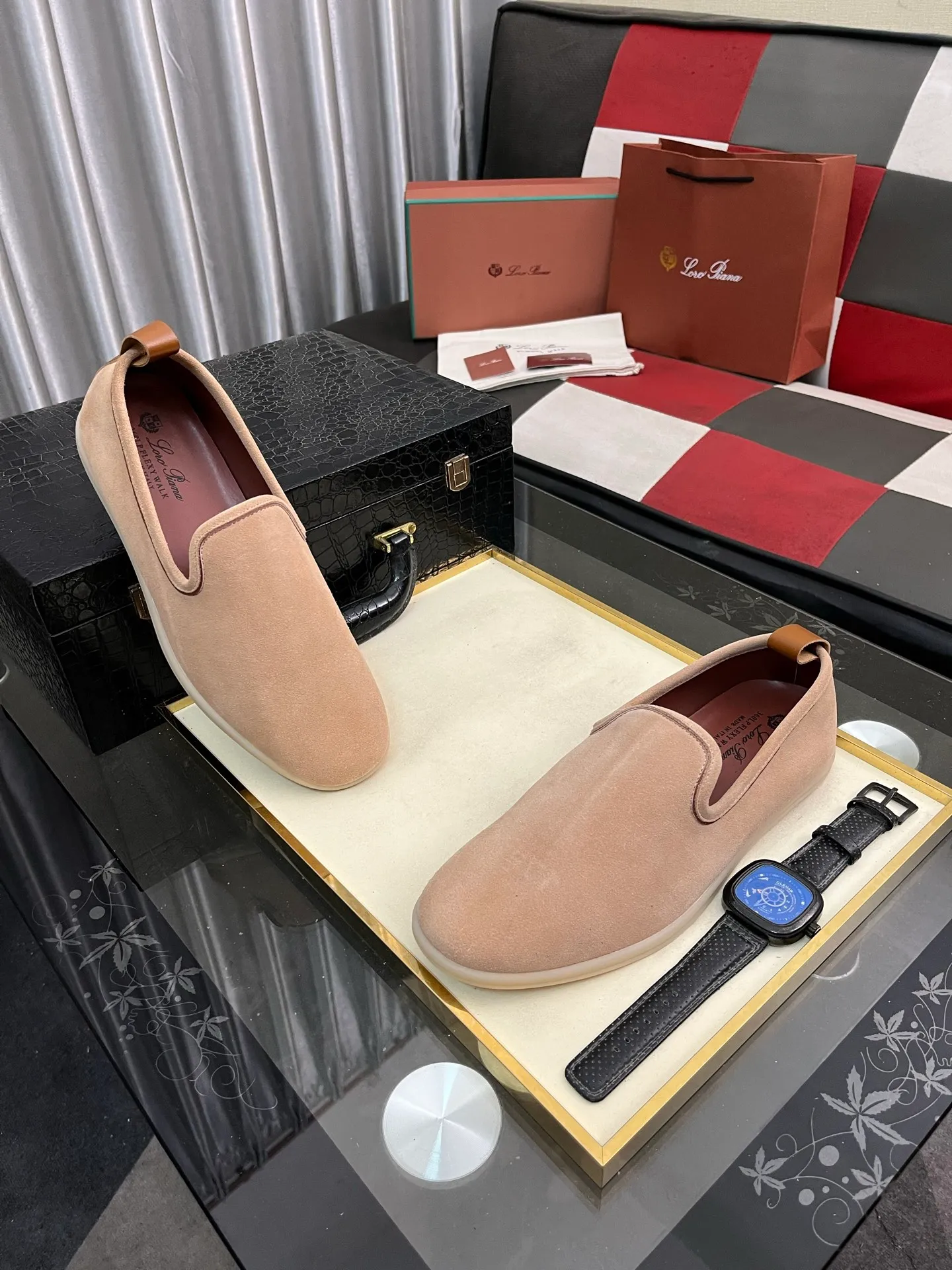 Men's men's shoes 💰420⌚️⌚️Loro*Piana pure original 2023 soft and comfortable LP deerskin flat casual star same style slip-on Loft men's shoes size 38-44